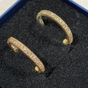 JTV 14k gold Diamond hoop earrings Judith ripka clip on